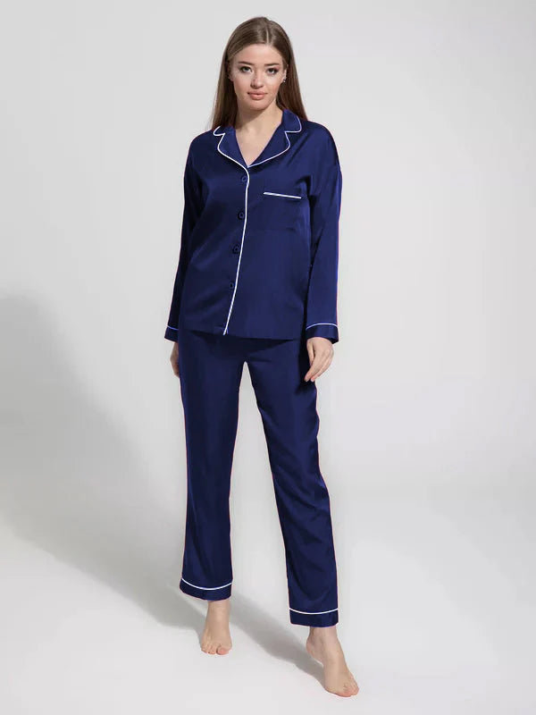 Silk Night Suit For Women - Blue
