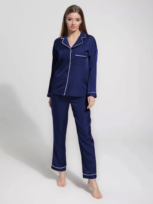 Silk Night Suit For Women - Blue