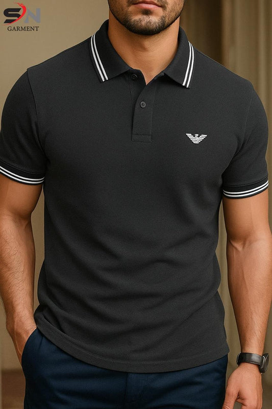 Embroidered Polo T-Shirt (Charcoal)