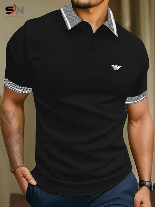 Embroidered Polo T-Shirt (Black)