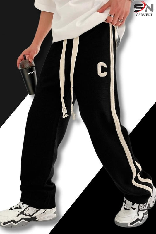 Men's high street large size casual pants (Black)