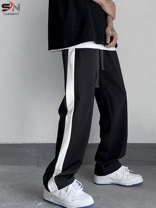 SIDE STRIPE BAGGY TROUSER (Black)